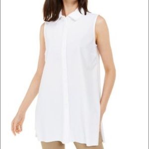 Alfani Petite White Sleeves Blouse